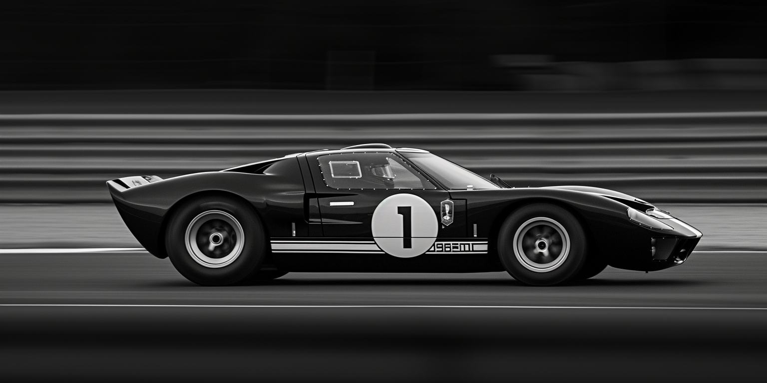 Ford GT40 1966 Racing in B&W