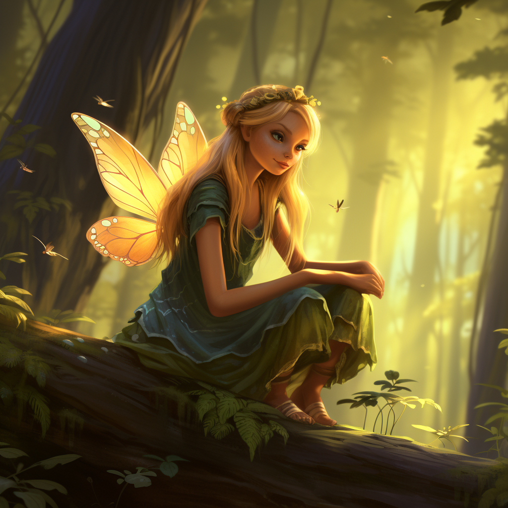 Cute forest fairy in cartoon style