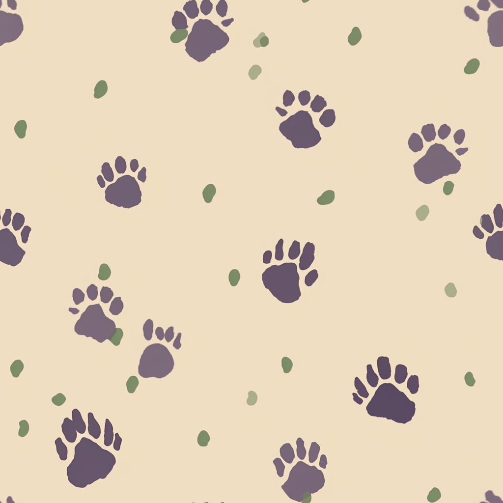 Colorful dog paw prints on beige background