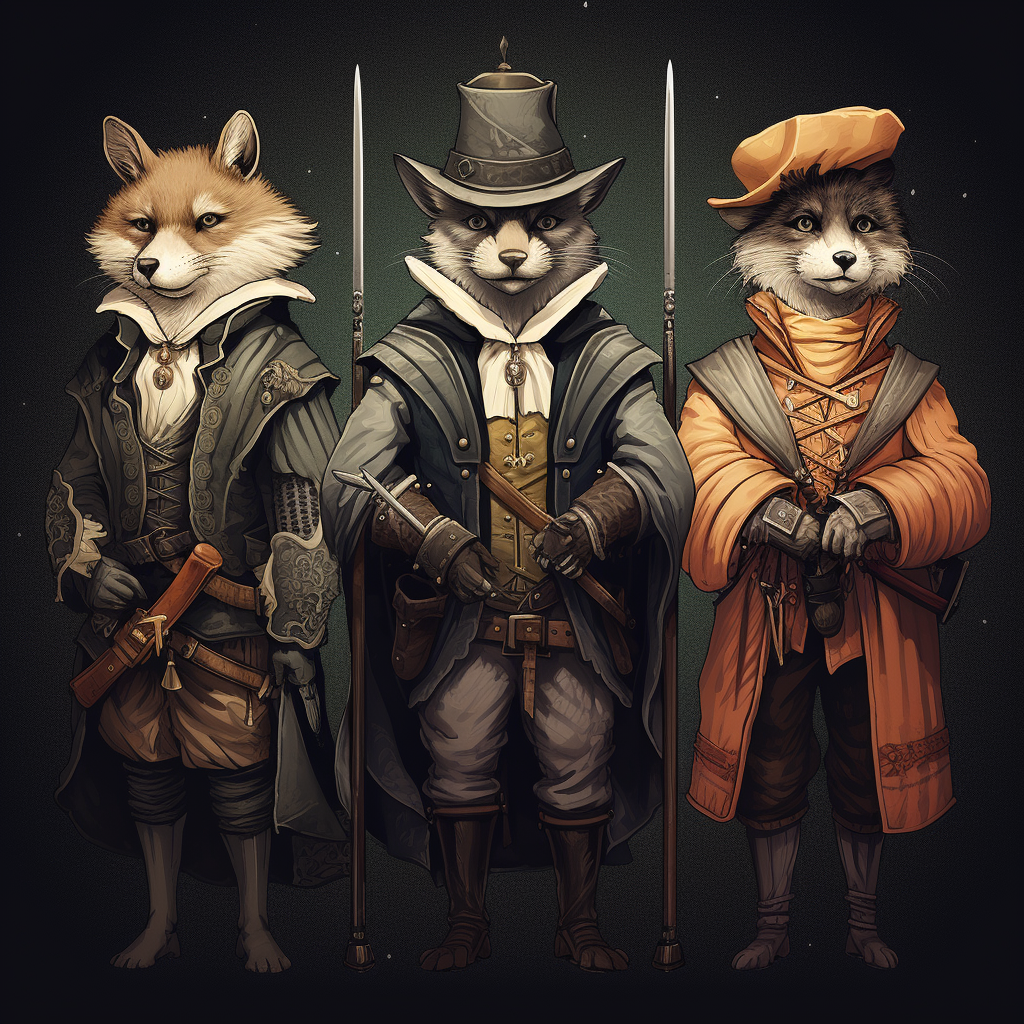 Four Musketeers Cat Bear Fox Wolf