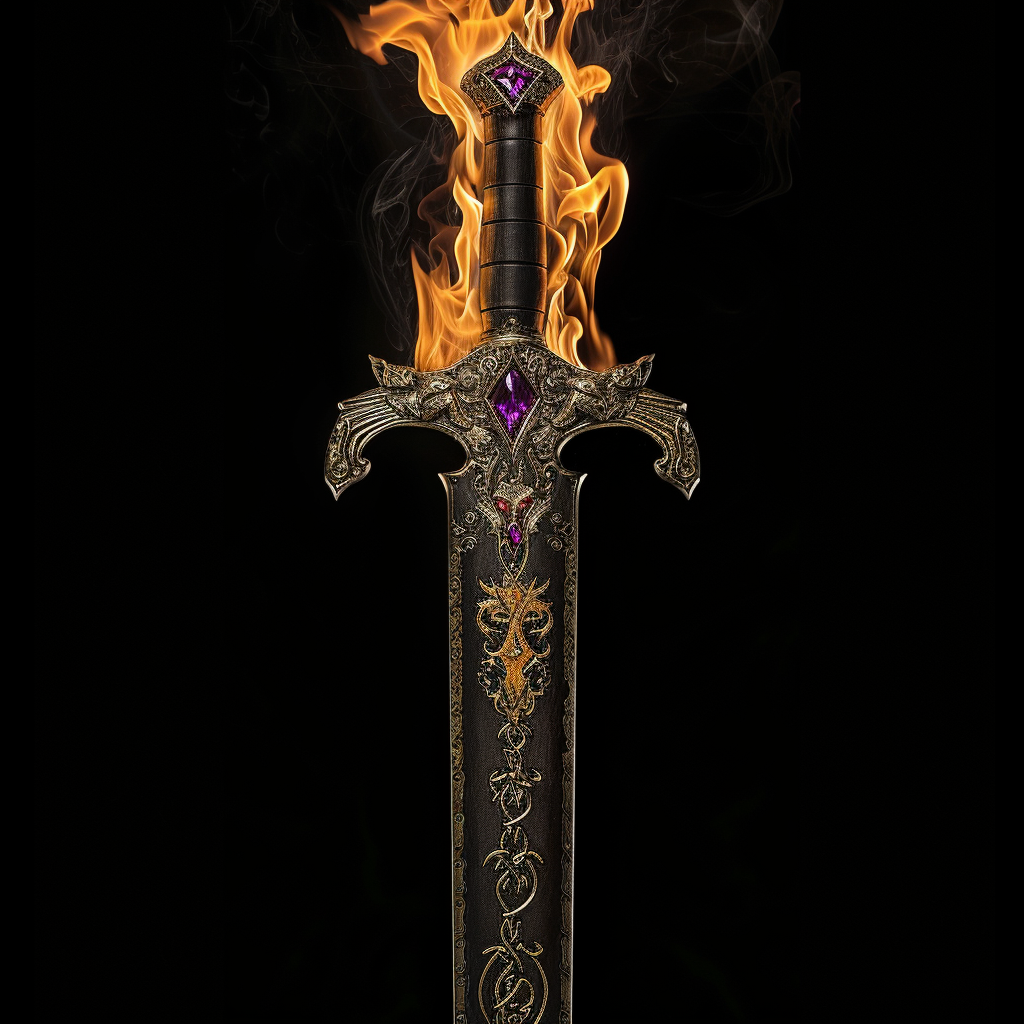 Fox themed sword with black and gold engravings