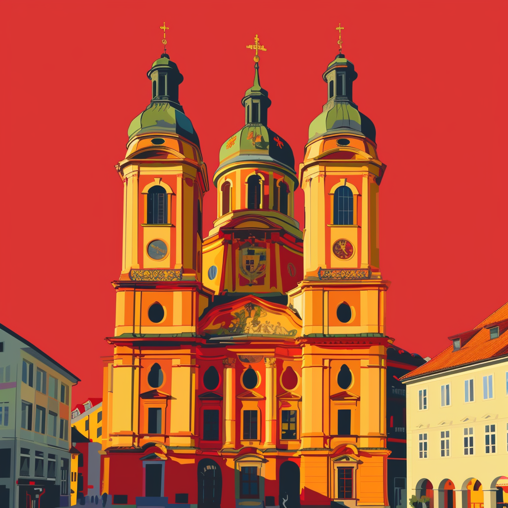 Frauenkirche Lugo Red Palette Vector Image