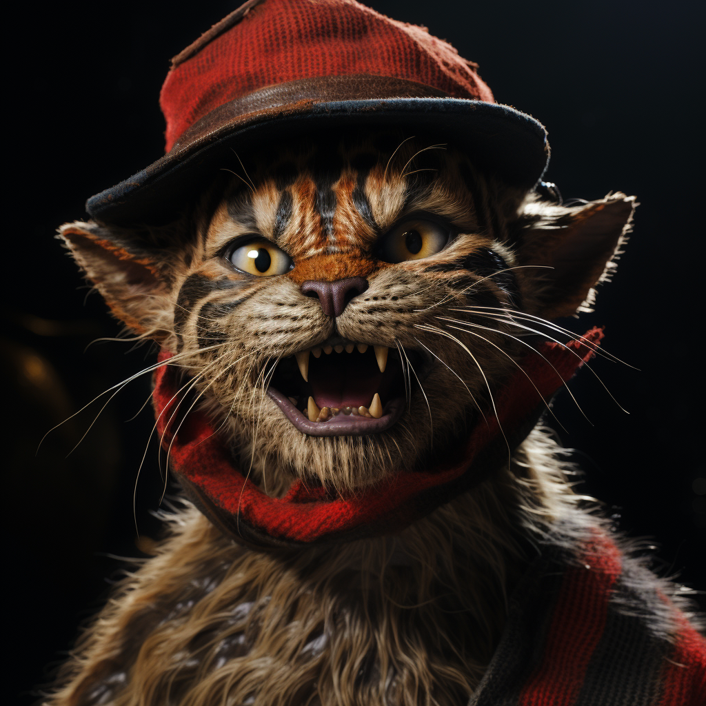 Realistic Freddy Kruger Anthromorphic Cat Person