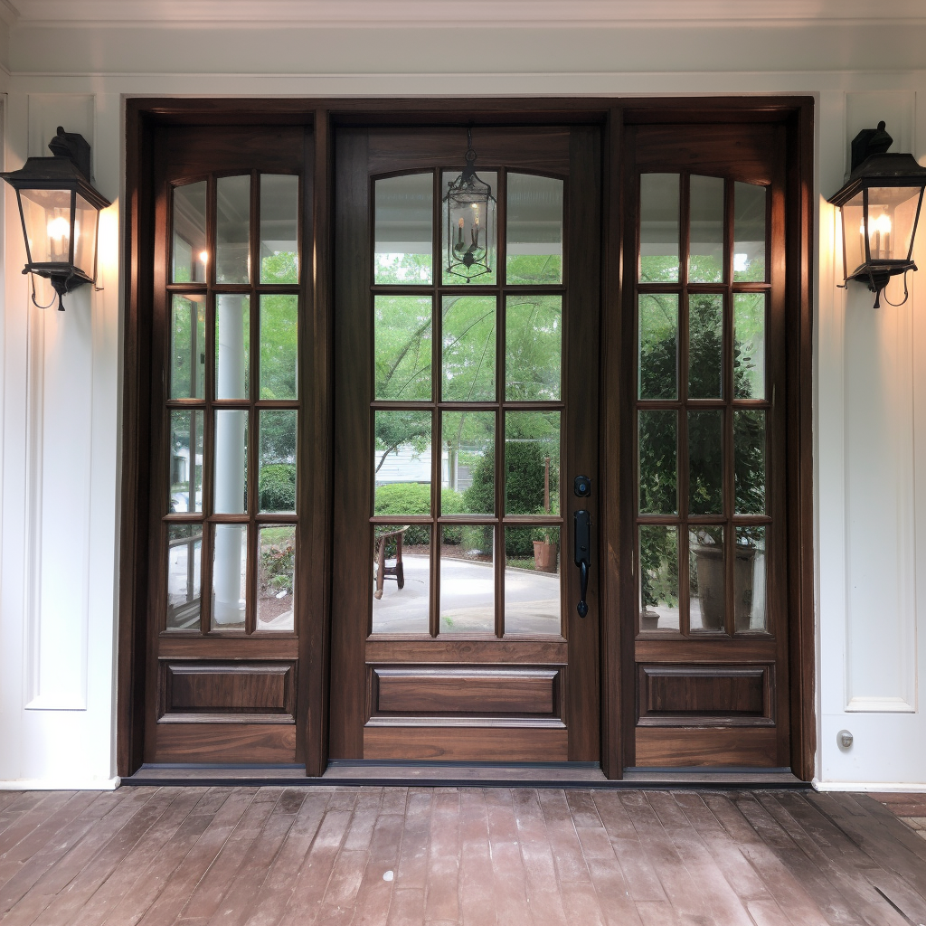 Elegant French doors with sidelites and transom