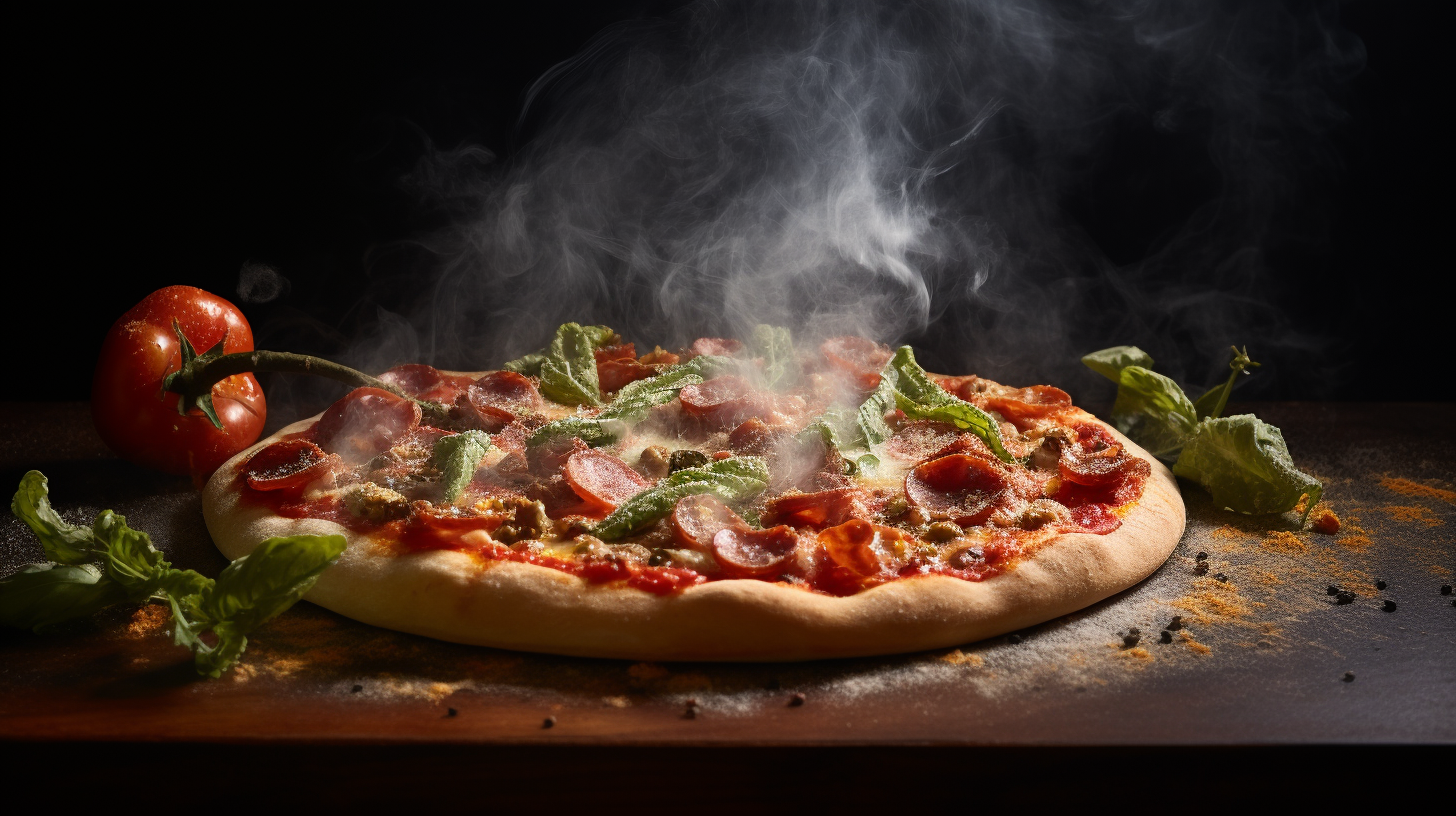 Delicious Capriciosa Pizza with Volumetric Smoke