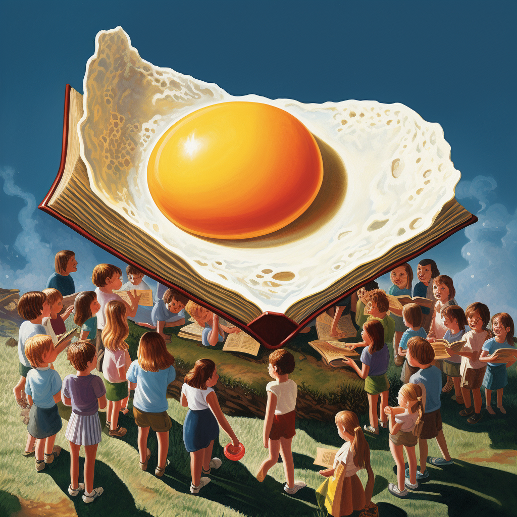 Sunny Side Up Fried Egg on Open Book