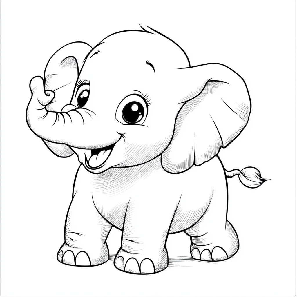 Minimalistic Elephant Coloring Page