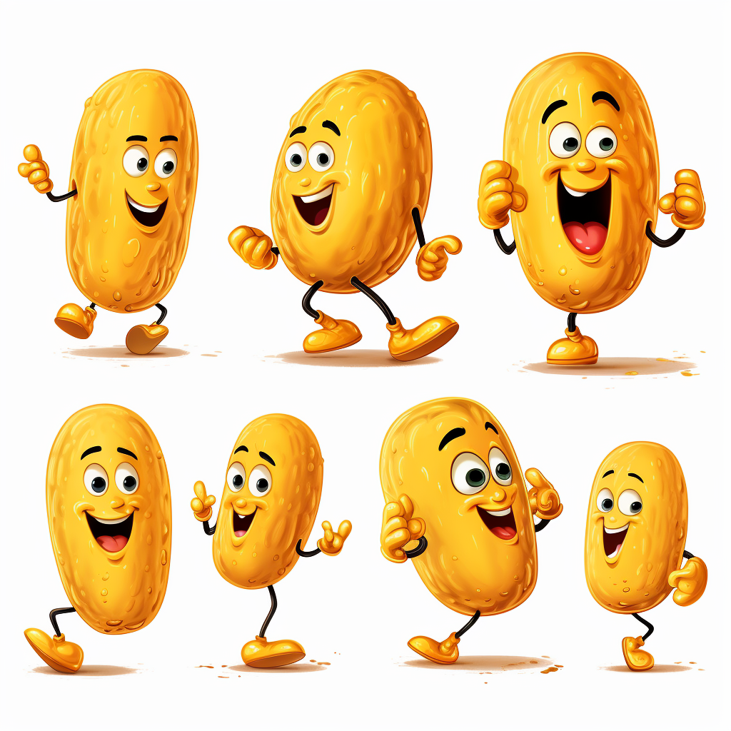 Cheerful peanut character in various poses