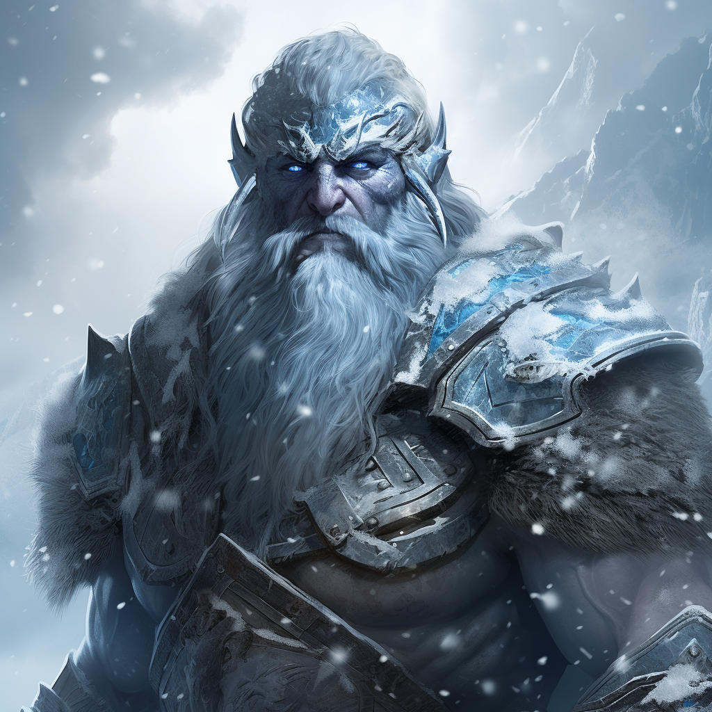 Blue-skinned Frost Giant Viking Paladin