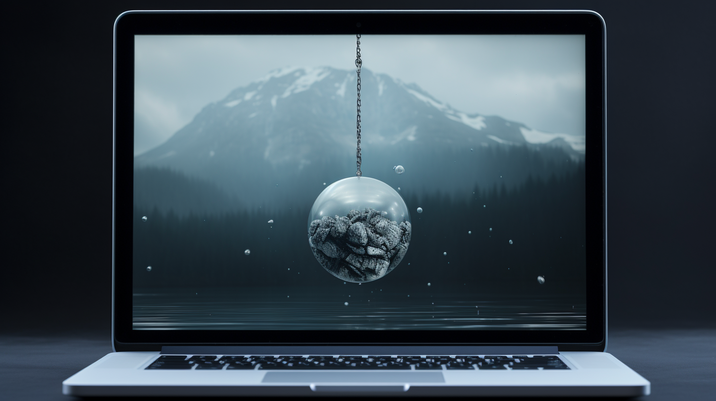 Laptop screen with frozen video loading balloon