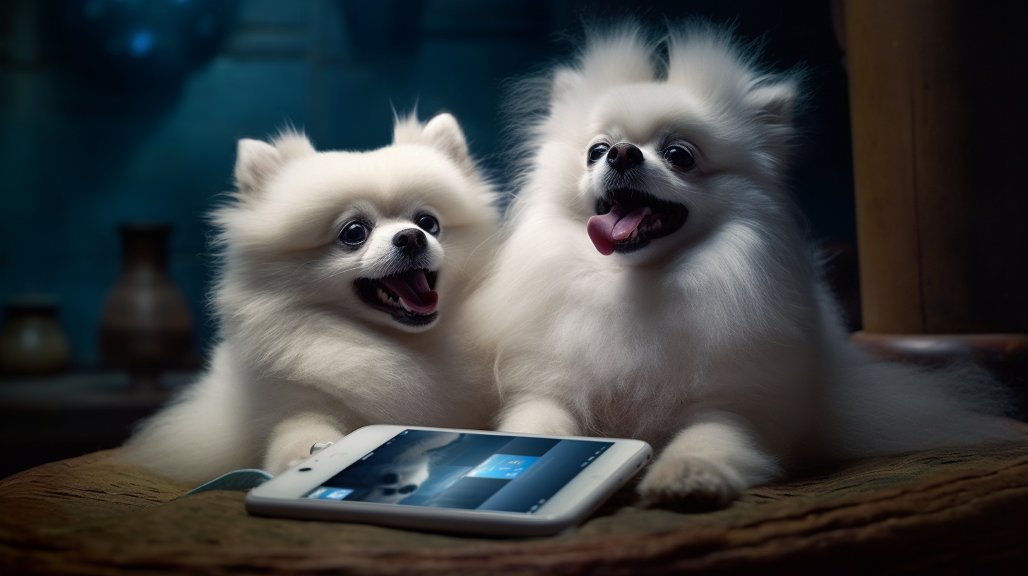 Pomeranian dogs frustrated with slow WiFi connection [Max 6 words]