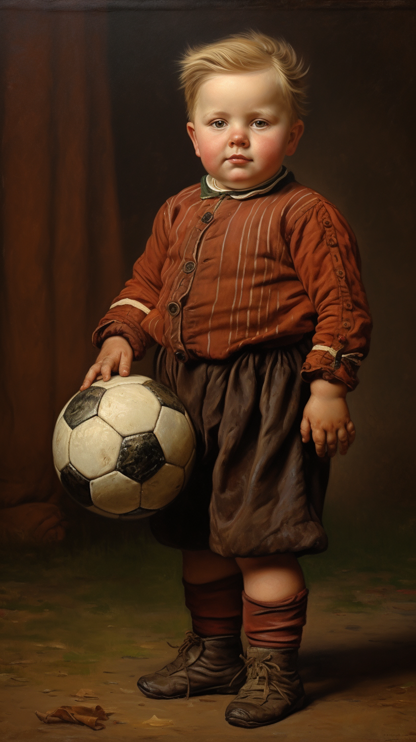 A footballer boy with a ball