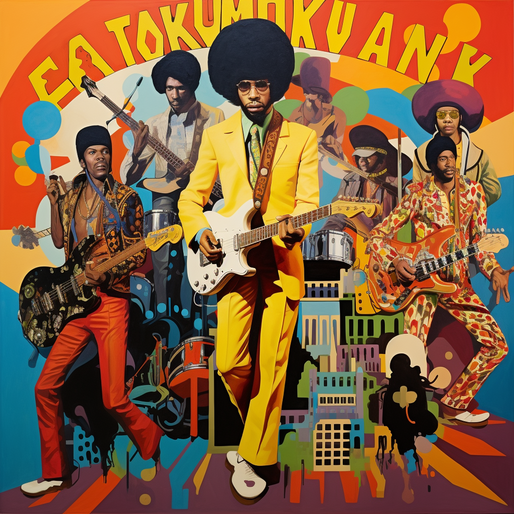 Vibrant funky band performing on stage