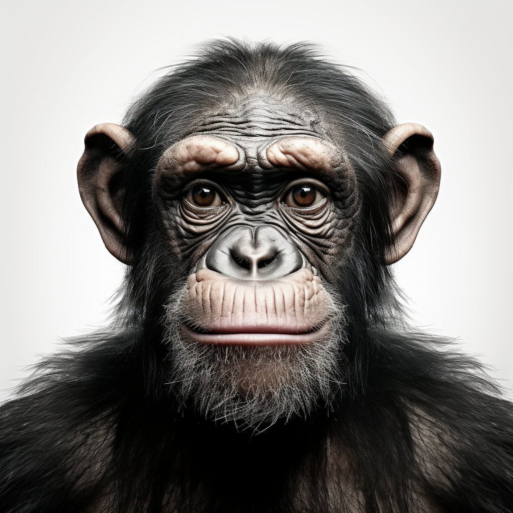 Funny chimp on white background