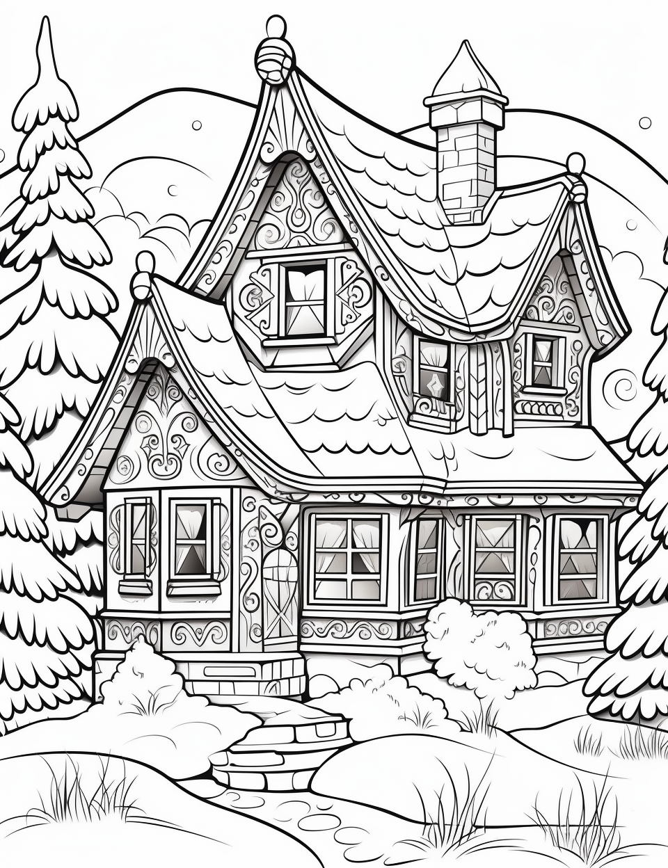 Funny Christmas cartoon coloring pages for kids