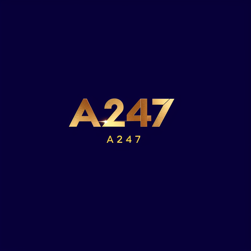 Futuristic gold logo on dark blue background