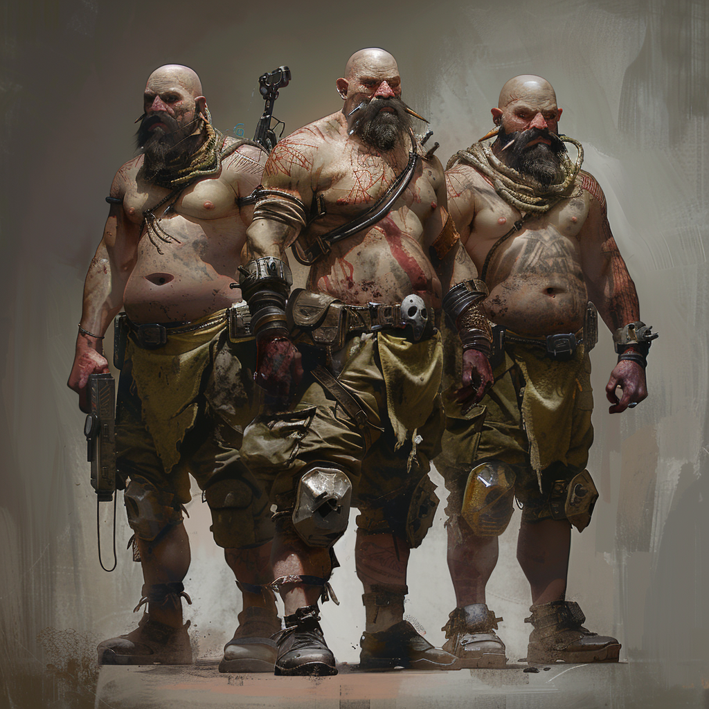 Strong dwarf soldiers with scars