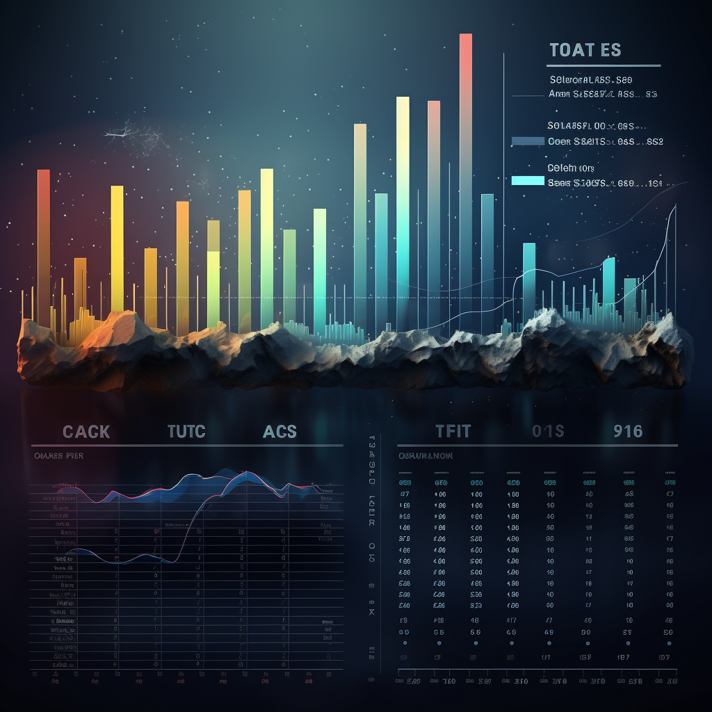 Artistic bar chart with futuristic galaxy stats