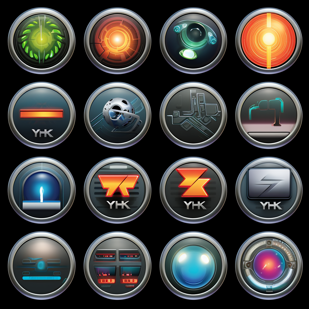 Trendy futuristic Y2K icons (max 6 words)