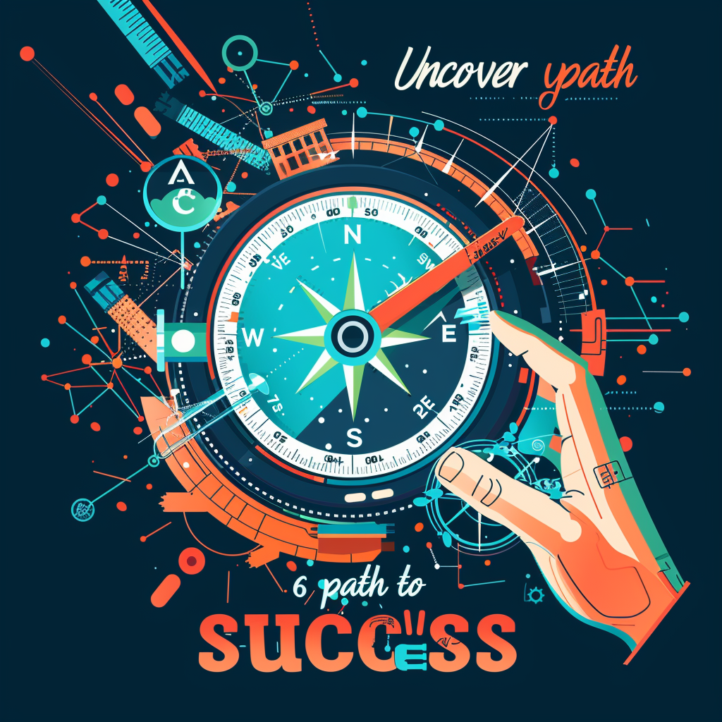 Stylized compass with vibrant colors