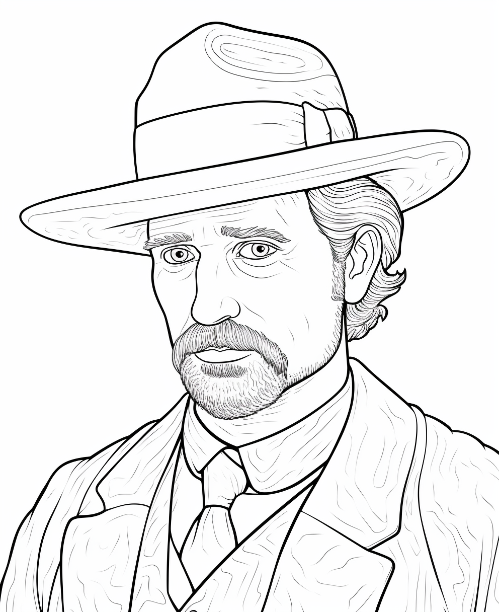 Cartoon Style Coloring Page of Dr. Paul Gachet