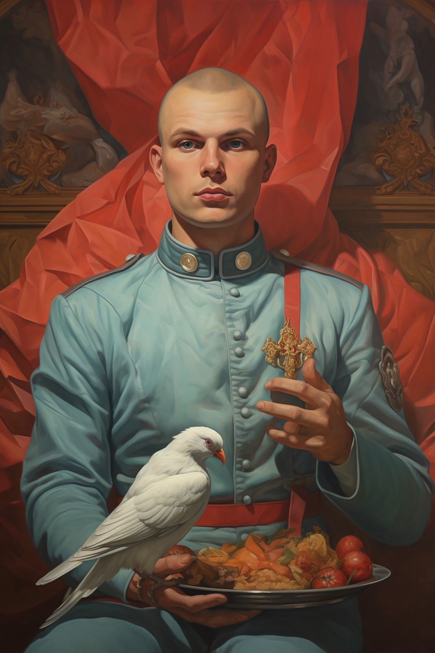 Yuri Gagarin with a dove