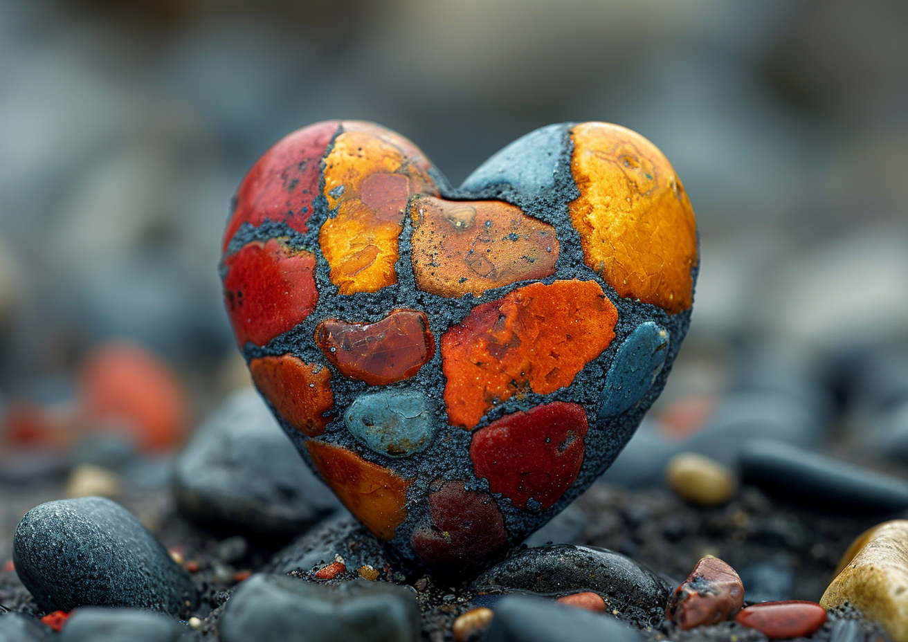 Gemstone heart in vibrant colors