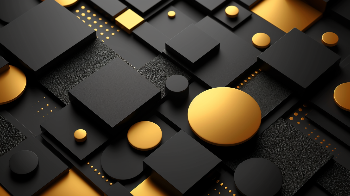 Geometric black gold shapes background