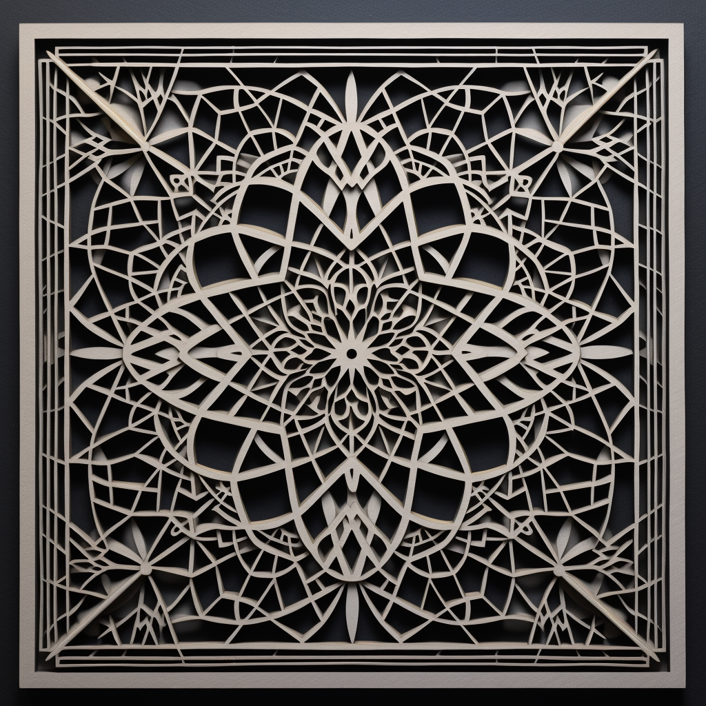 Geometric masterpiece for laser engraving on black and white materials