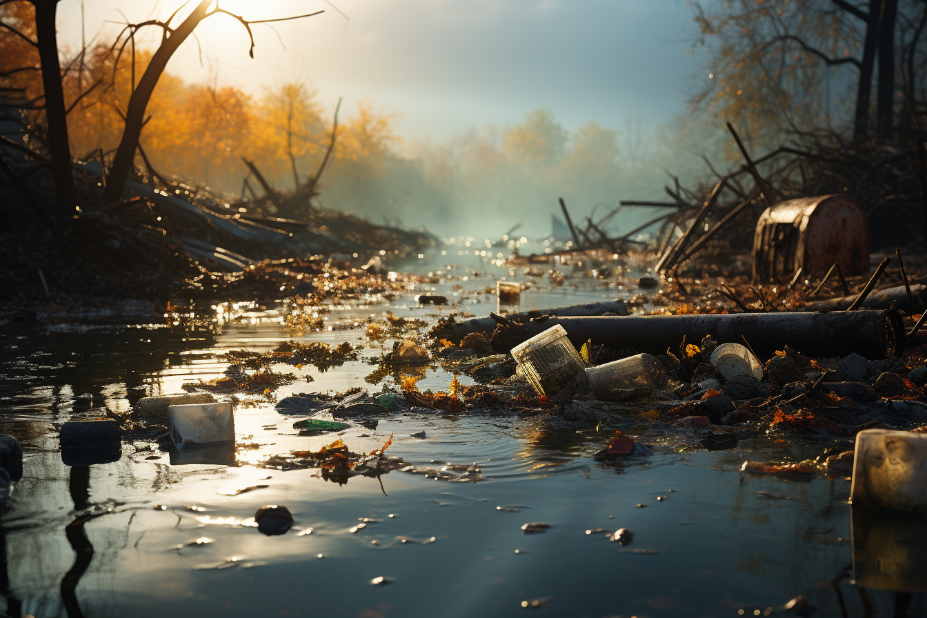 Solution for polluted German lake with garbage and flotsam