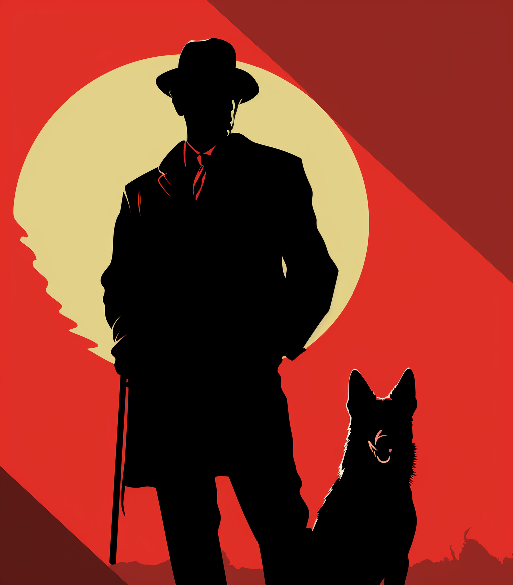 German Shepherd Dog Silhouette with Porkpie Hat