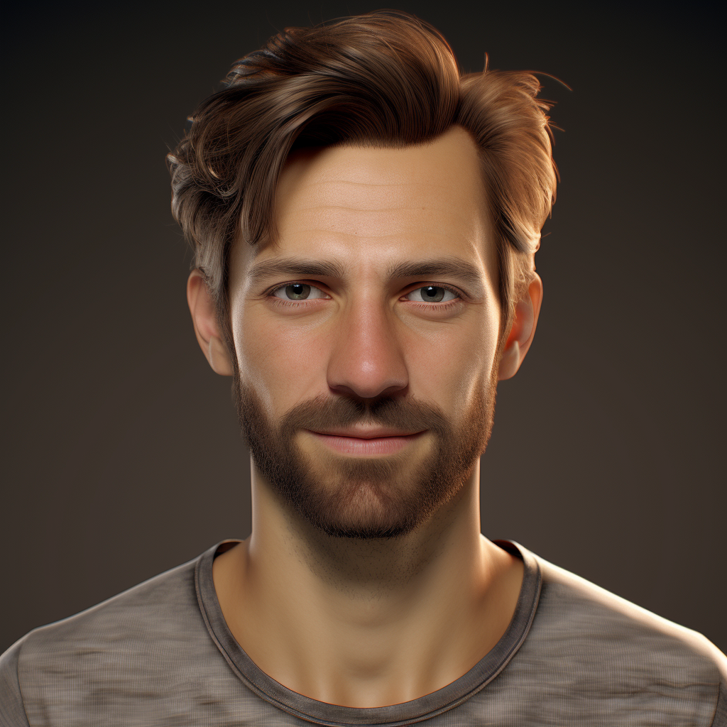 Smiling German Male in Olive Shirt