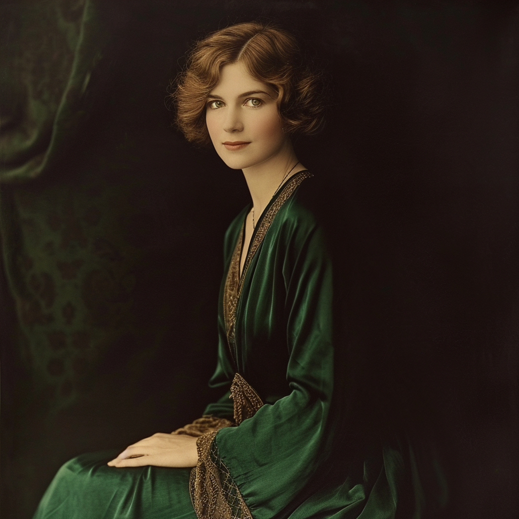 Elegant wealthy woman in vintage mansion