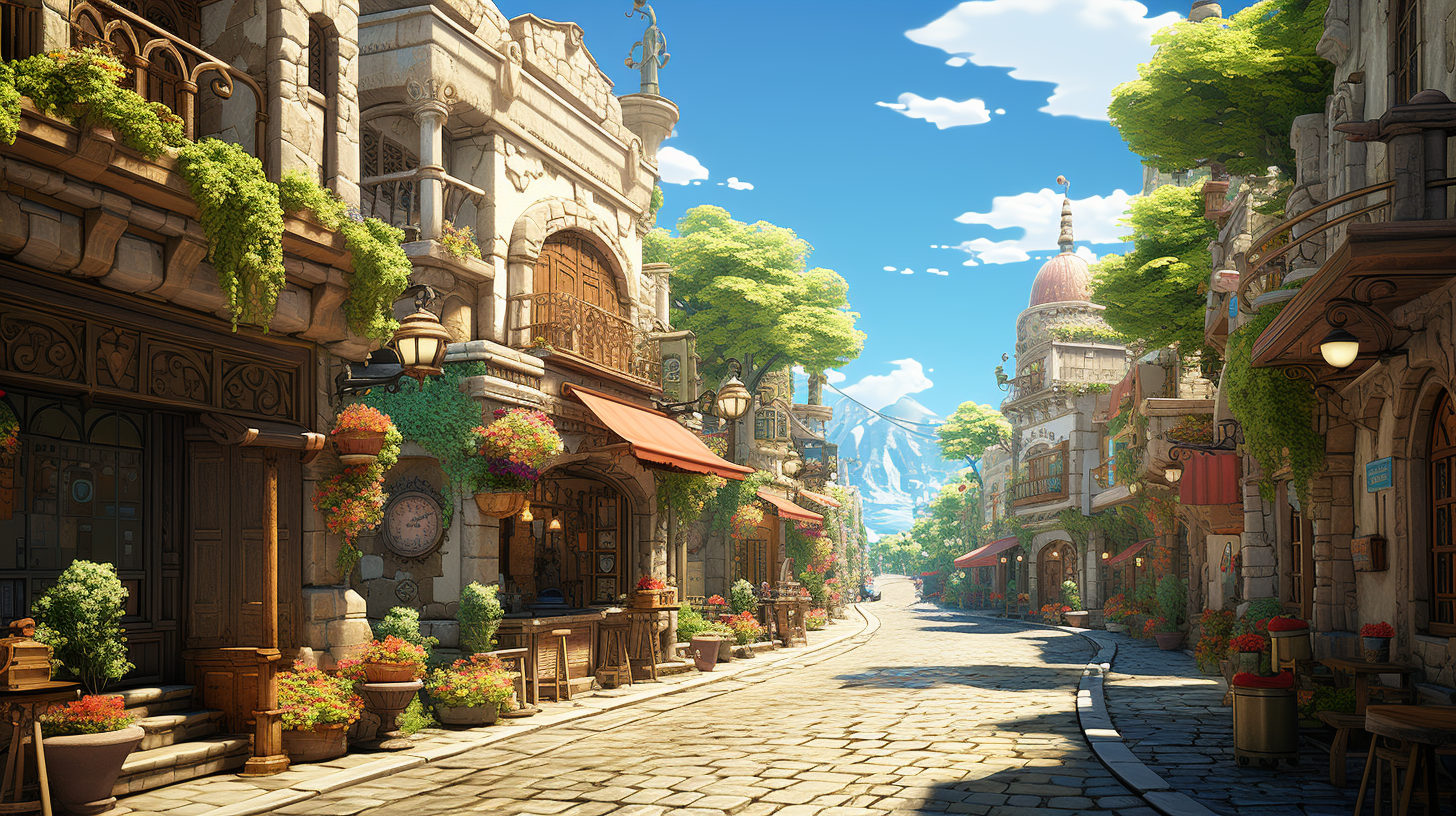 Stunning city in Ghibli Studio style