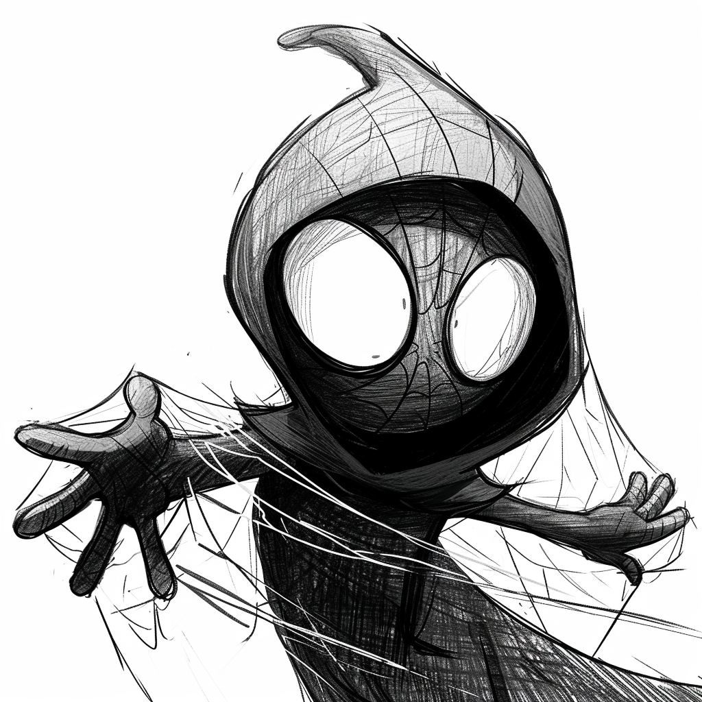 Black and White Ghostie Caricature from Spidey and his Amazing Friends