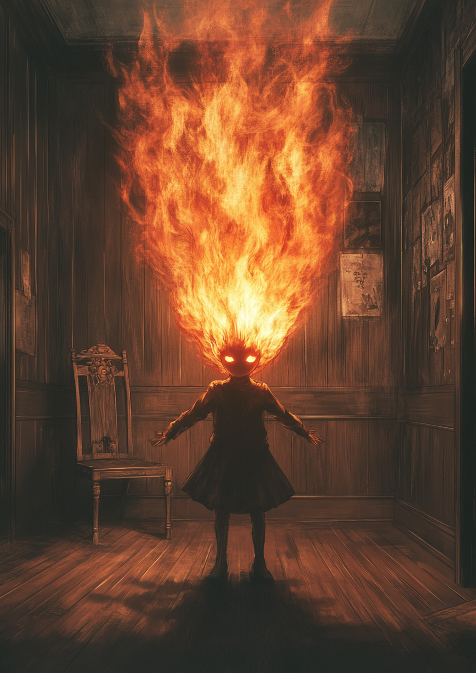 ghostly child oversized flame corner