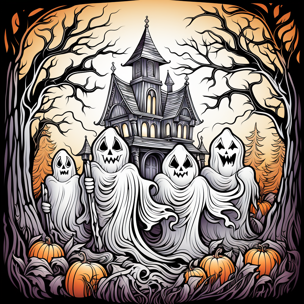 Ghosts coloring page for kids