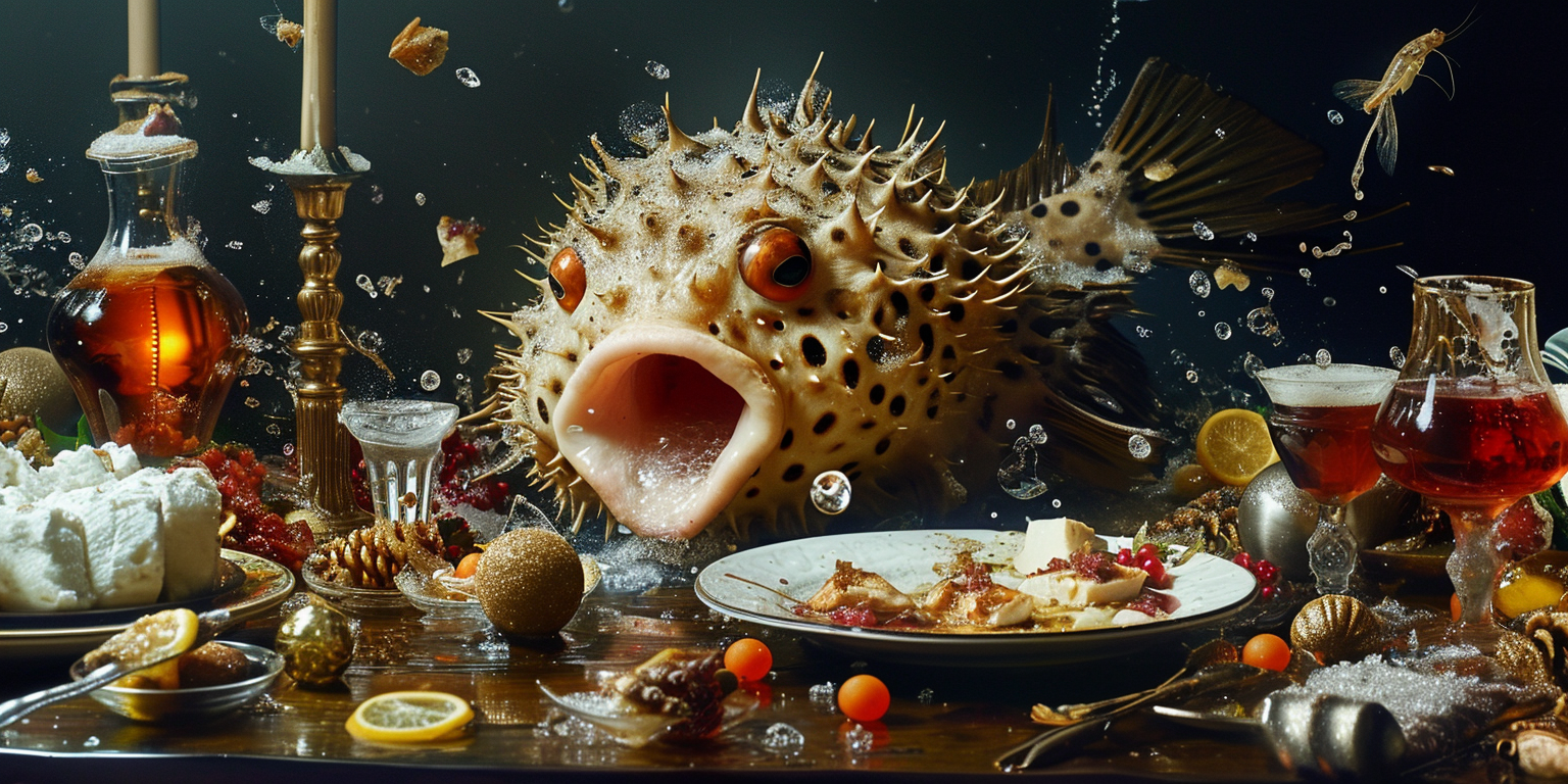 Giant Pufferfish Christmas Lunch Party