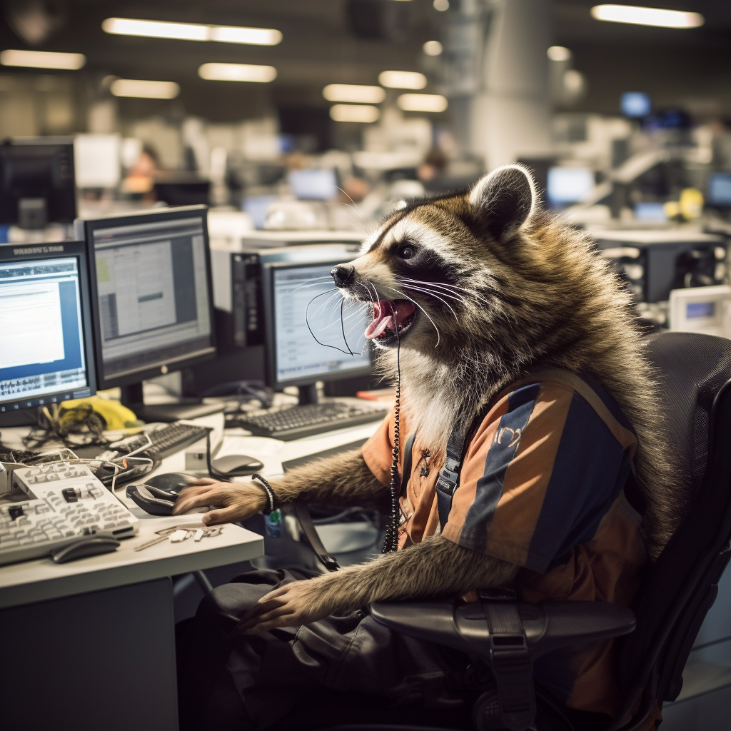 Giant raccoon causing call center damage