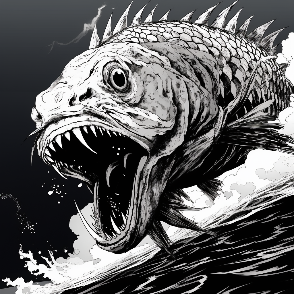 Detailed Manga-style Giant Travelly Fish