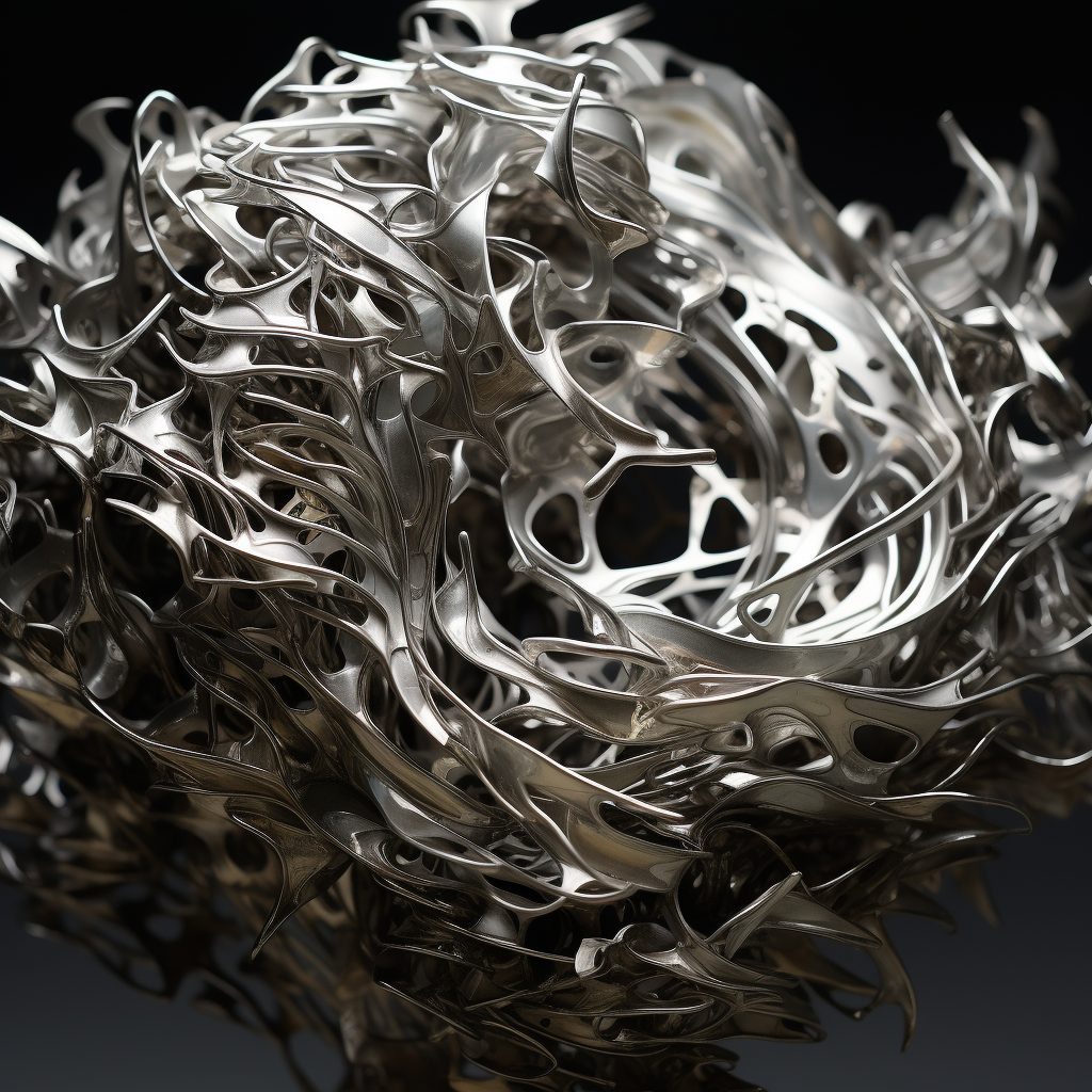 Unique 4K Plastic Silver Sculpture