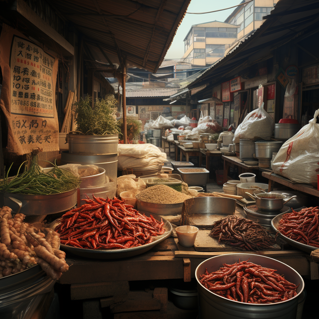 Vibrant ginseng market scene