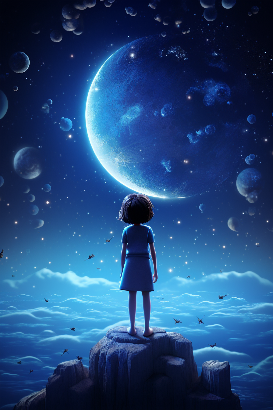 Dreamy girl in the moon poster