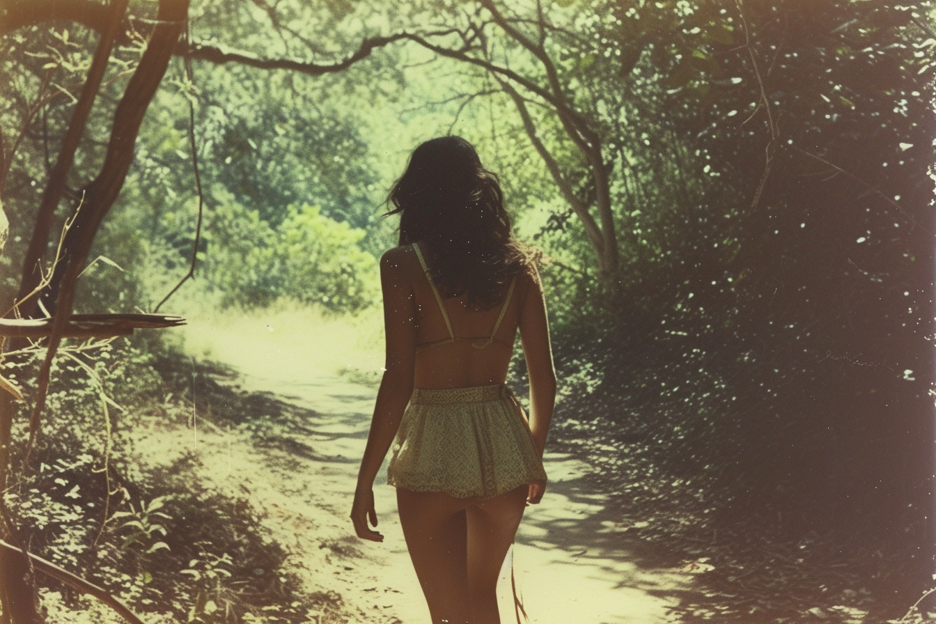 Girl running in nature, Mexico