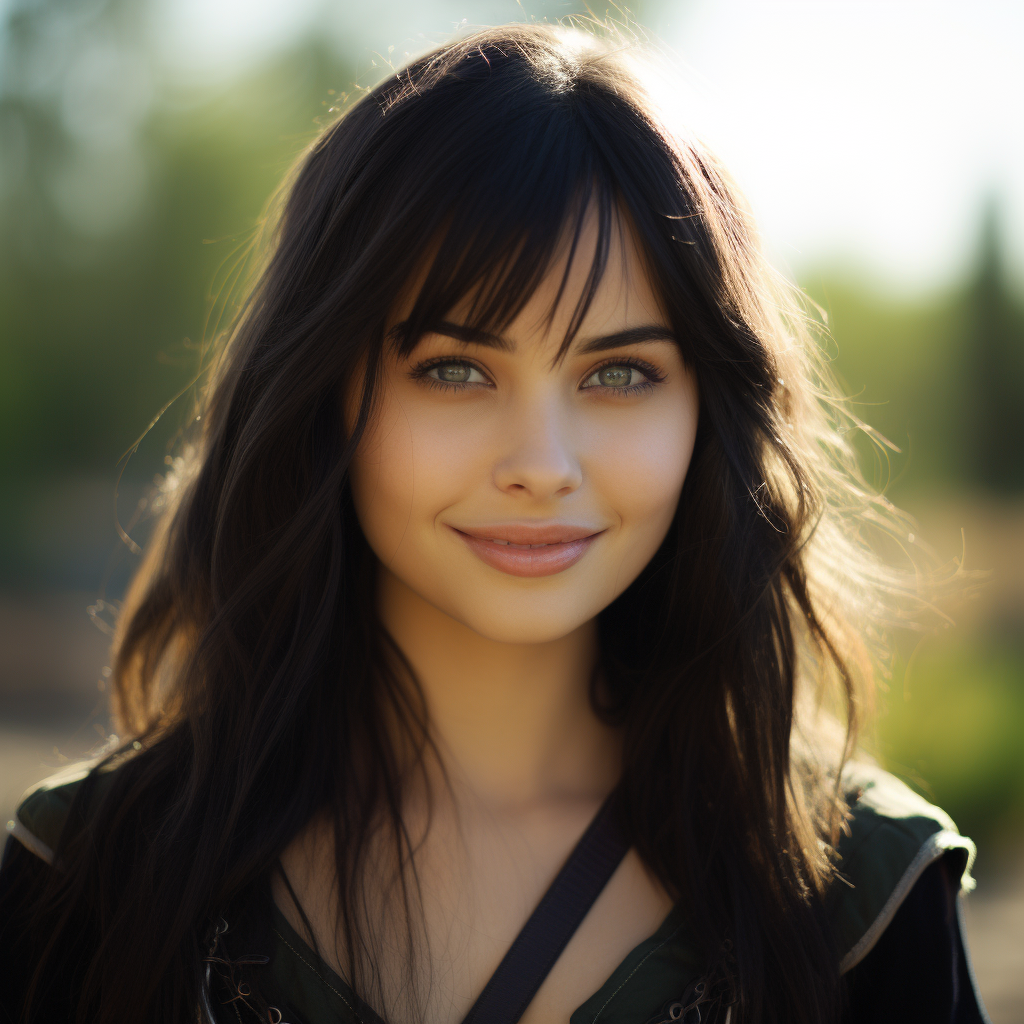 Young girl with straight black hair