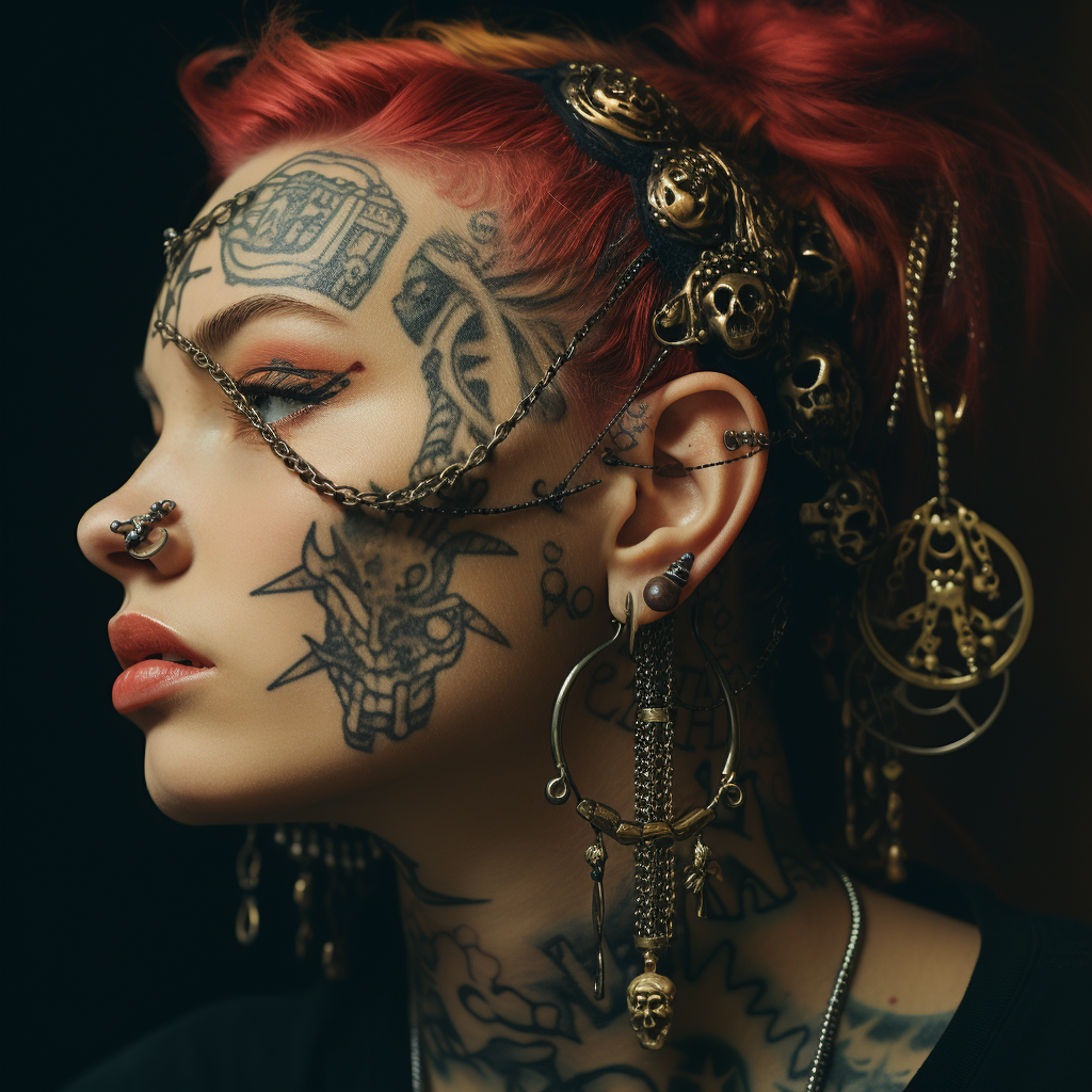 Edgy girl with stylish piercings