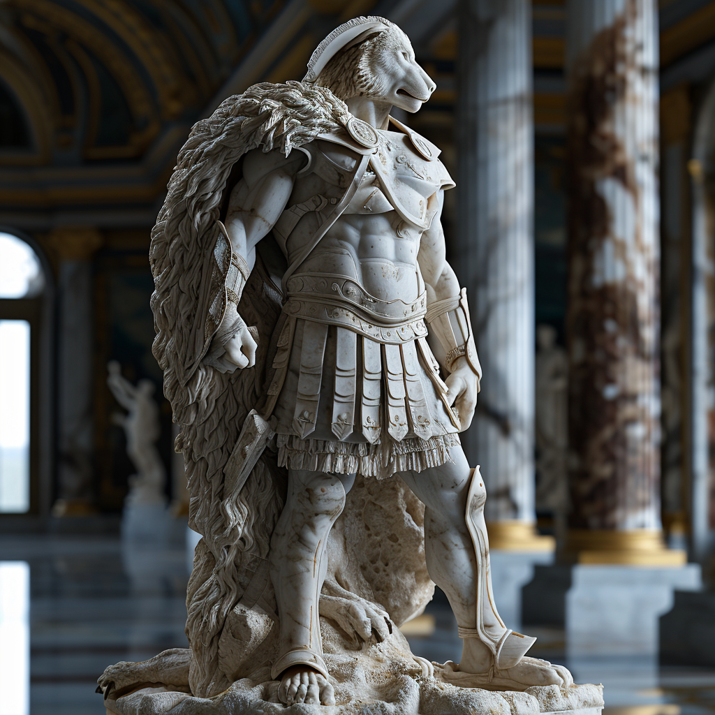 Roman Gladiator wearing wolf pelt and armor