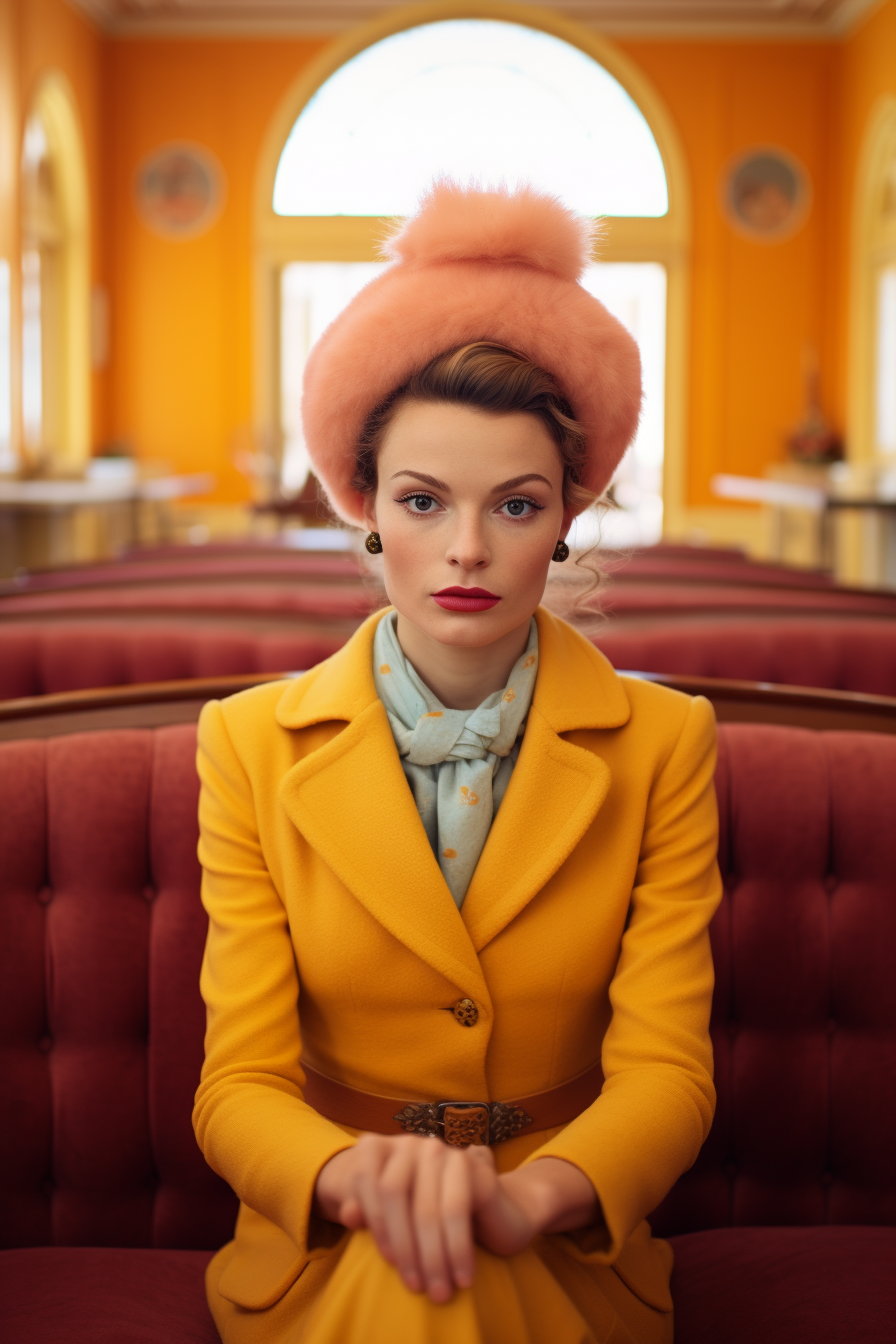 Glamorous French Woman in Wes Anderson Style