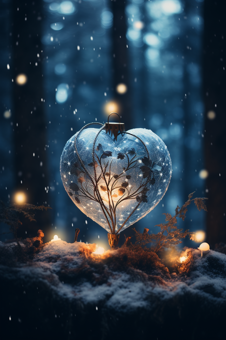 Peaceful Christmas heart with globe of Earth