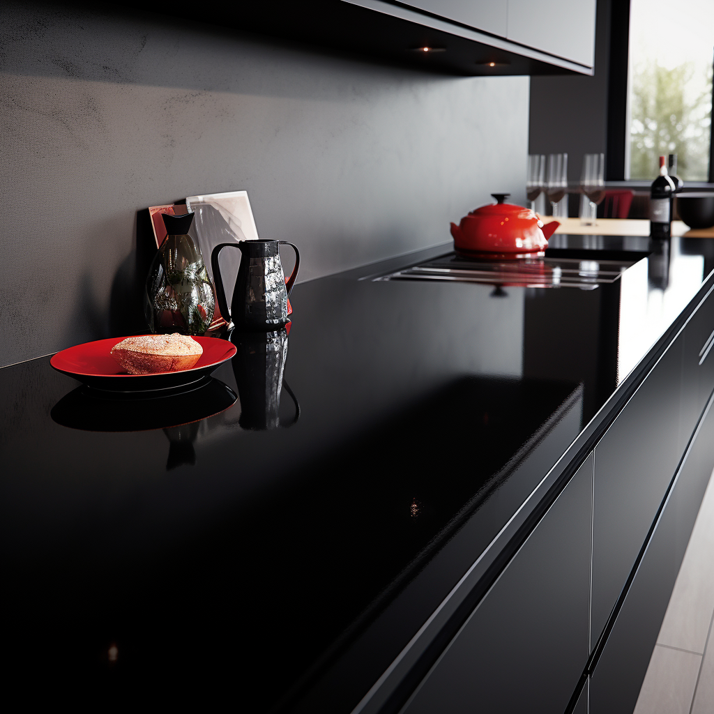 Stylish gloss black surface in room